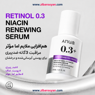 سرم بازسازی کننده و جوانساز رتینول 0.3% + نیاسینامید 5% آنوا